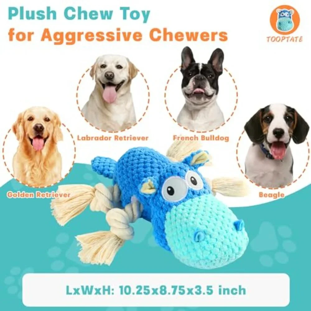 Tough Plush Squeaky Dog Toy Aggressive Chewers Large Breed Durable